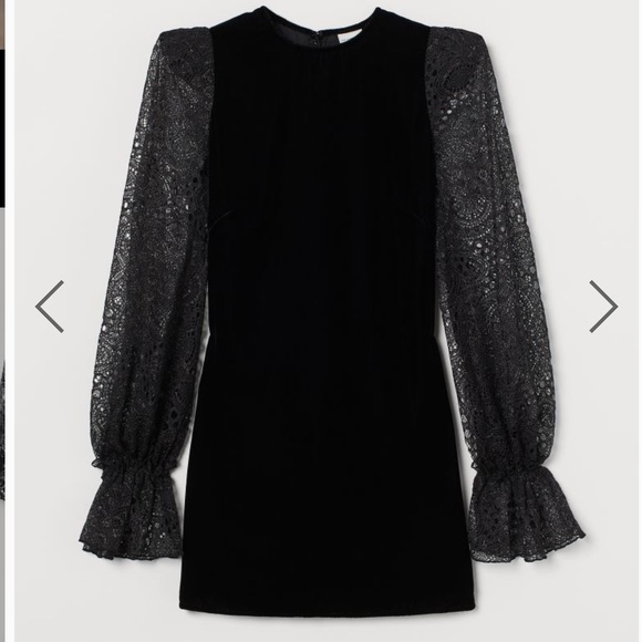 H&M x Vampires Wife Lace Sleeve Velvet mini dress